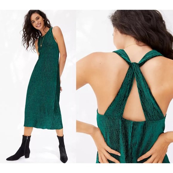 Anthropologie Adrienne Twist-Back Velvet MIDI DRESS XS - Picture 1 of 10